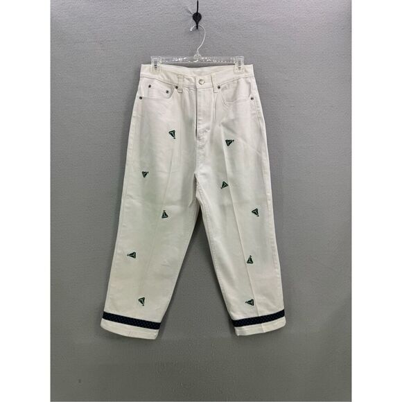 Vintage Quacker Factory Womens Nautical Sailboat High Rise Cropped Capri Pants S - Picture 1 of 7